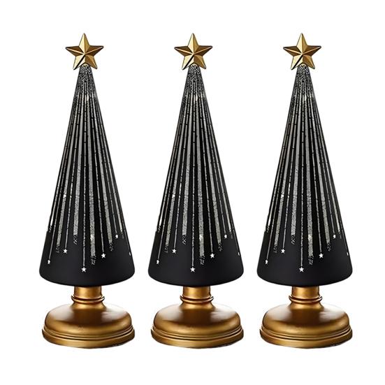 1/3Pcs Christmas Tree Decor with LED Light Built-in Timer Gradient Xmas Tree Sculptures Festive Home Decor