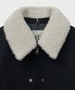 Satur (W) Shearling Collar Wool Blend Jacket Navy