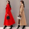 Long Woolen Coat Women's Winter Wear New Korean Style Waist Women's Coat Thickened Knee-length Woolen Coat