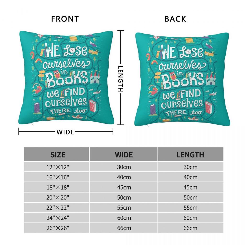 Lose Ourselves In Books Square Pillowcase Polyester Linen Velvet Creative Zip Decorative Car Cushion Cover 45X45