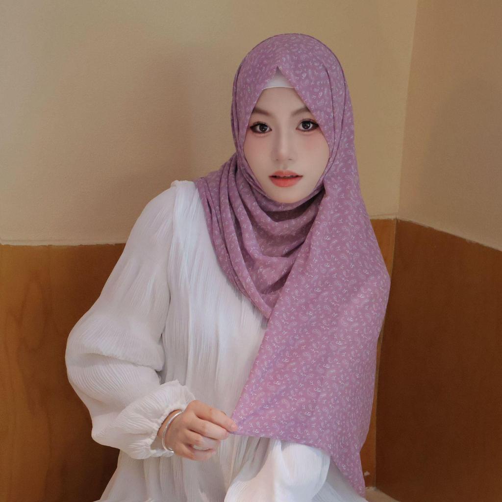 Spring/Summer 2025 Floral Chiffon Scarf Shawl for Sun Protection
