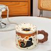 Gifts Birthday Lid Cute Ceramic Breakfast Cup Cat Coffee Cup Cup High Value Mug with Hand