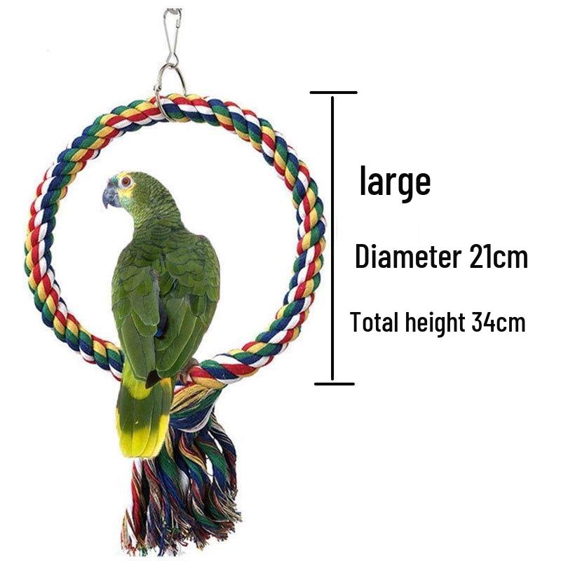 Parrot Cotton Rope Hanging Swing: Climbing & Biting Toy for Small and Medium Birds