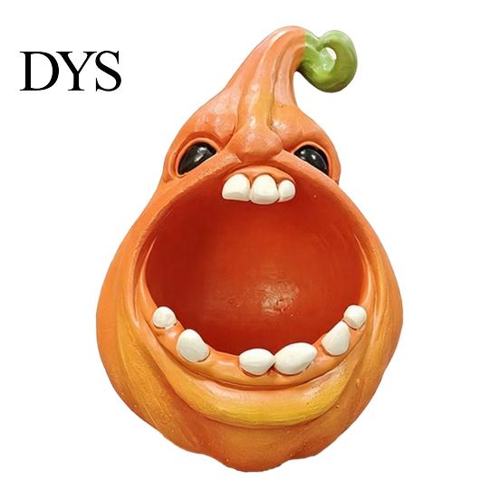 Resin Pumpkin Storage Bowl Big Mouth Box, Halloween Figurine Jewelry Tray, MouthPumpkin Statue Trinket Keys Candy Holder for Home Office Desk