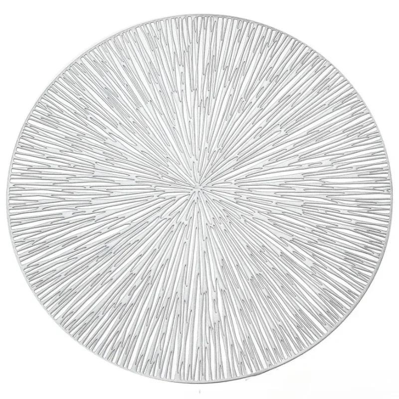 Круглые салфетки под приборы, золотистые металлические салфетки под приборы, 15 дюймов, ПВХ-украшение, легко моющиеся, нескользящие, устойчивые к пятнам, термостойкие салфетки под приборы