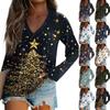 Women's Long Sleeve T-Shirt V-Neck ChristmasPrinted Casual Basic Tops