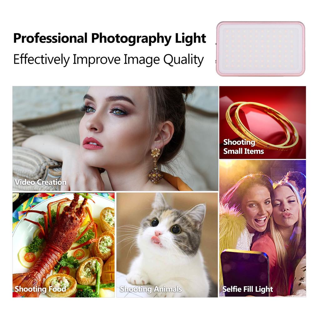 FL-08 Mini LED Video Light Panel Photography Fill-in Light 3000K-5500K Dimmable Built-in