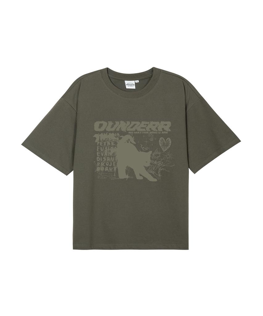 OUNDERR Mono Collection Кошка Футболка с коротким рукавом (хаки)