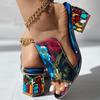 Женские сандалии с вышивкой и декором из стразов, шлепанцы без шнуровки на блочном каблуке с открытым носком, летняя удобная повседневная обувь
