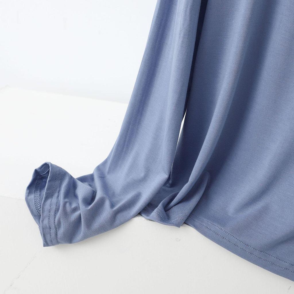 Женский пижамный комплект с высоким воротником и длинным рукавом с защитой плеч - Мягкий, гладкий, больших размеров, летняя одежда для сна