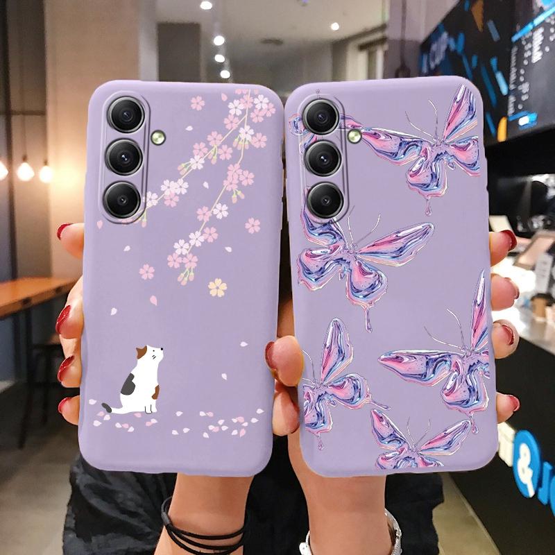 Мягкий силиконовый чехол Butterfly Cat для Xiaomi Redmi Note 13 Pro 13C 14 Samsung A35 A55 M35 S24 Huawei Honor 200 iPhone Camera Защитный противоударный чехол
