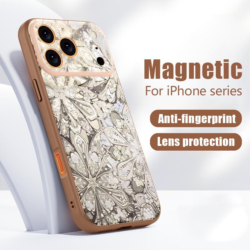 Красочный чехол-мандала с цветочным узором для iPhone 17 Pro Max iPhone 16 15 14 13 Pro Max Магнитный для Magsafe Гибридный чехол из ТПУ+ПК Матовый