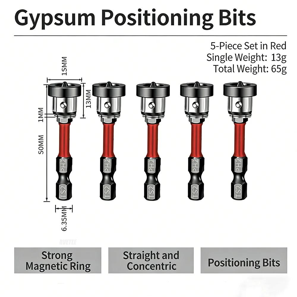 Магнитные позиционирующие биты для отвертки Бита для гипсокартона 50 мм Головка для позиционирования шурупов для гипсокартона Инструменты для сверления