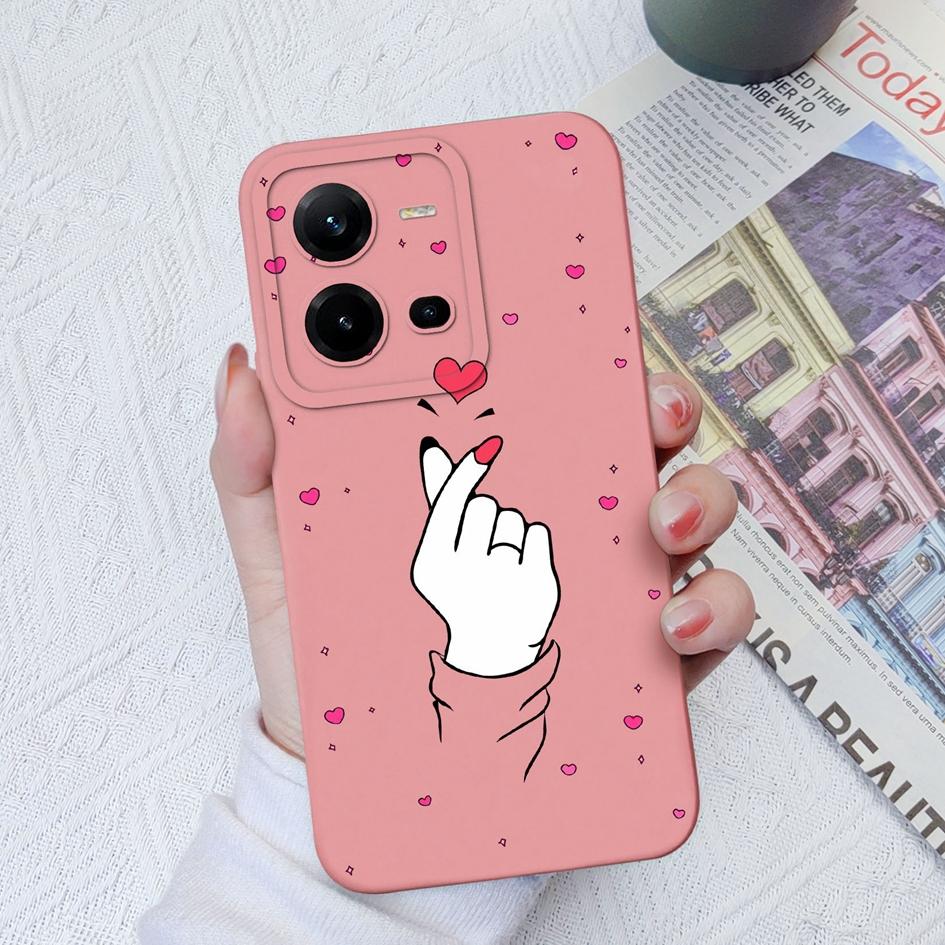 Чехол для Vivo V9 V19 V20 V21 V23 V25 V27 Pro Z1 Z3 Z5X Модный противоударный защитный чехол для камеры Матовый мягкий жидкий силикон Love Heart для бампера Vivo