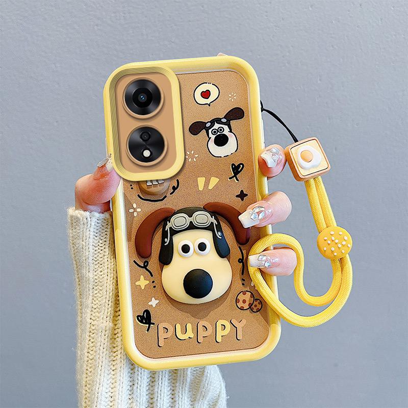 Oppo Shockproof For Keysion Case A18 A38 A58 A78 A98 5g With Lanyard Silicone Cute 3d Cartoon Doll Phone Cover For Oppo A17 A17k