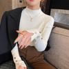 White Bottoming Shirt Women's Autumn and Winter New Semi-turtleneck Sweater with Knitted Long-sleeved Top