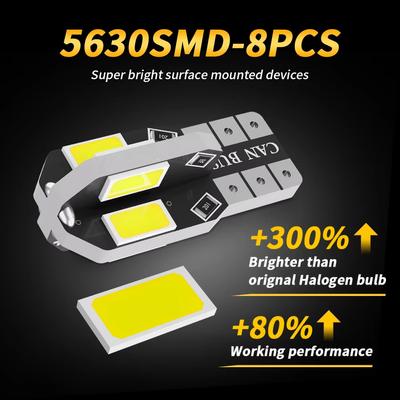 Светодиодная лампа для автомобиля T10 W5W LED Canbus без ошибок Сверхъяркий свет для салона автомобиля SMD Автолампа Белый Янтарный Красный Лампа для чтения Купольная лампа