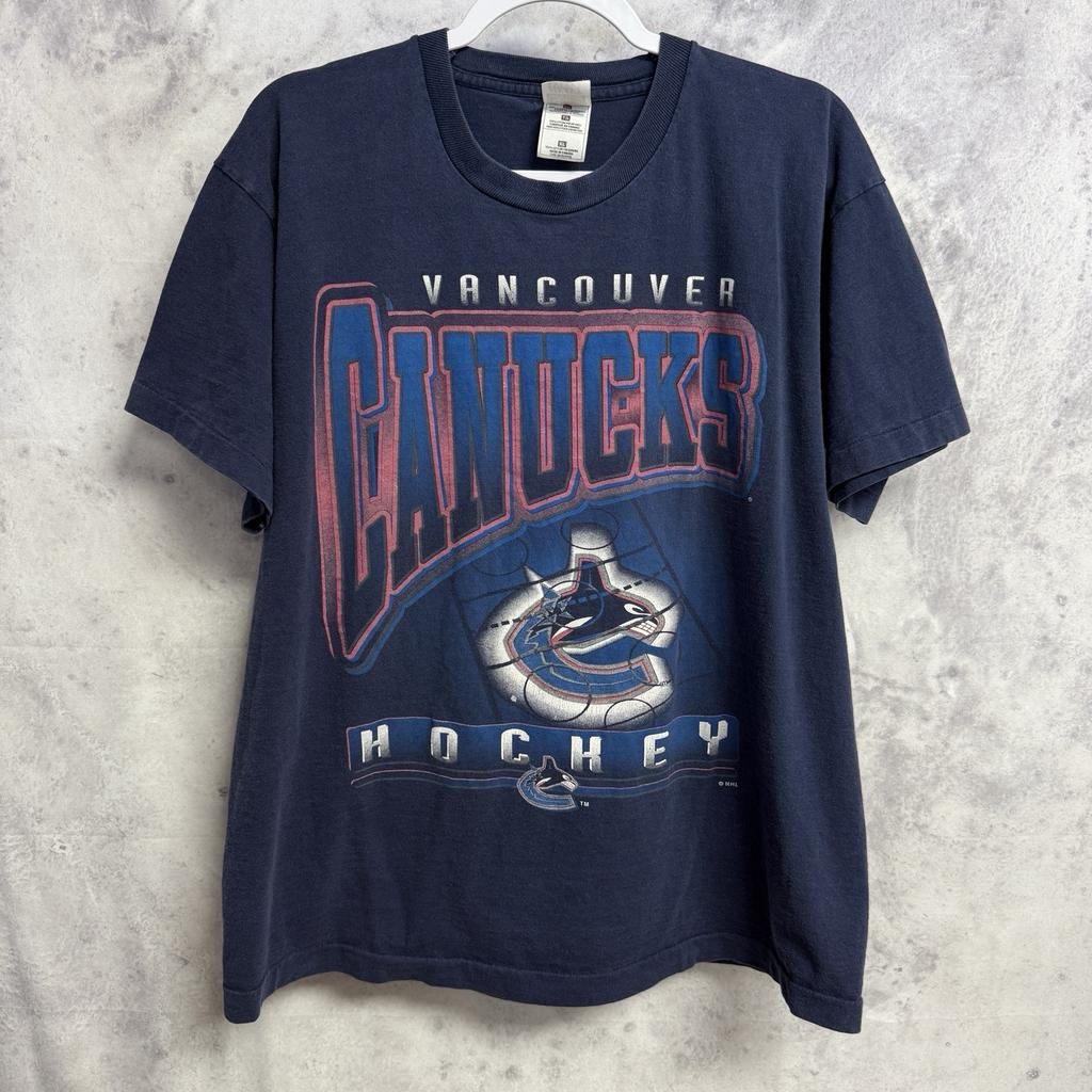Винтажная футболка Vancouver Canucks 90-х Мужская XL Синяя 90-х НХЛ