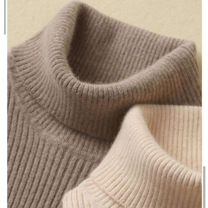 Осень-зима женский шерстяной свитер бесшовный водолазка кашемировый пуловер базовый тонкий трикотаж однотонная одежда топ