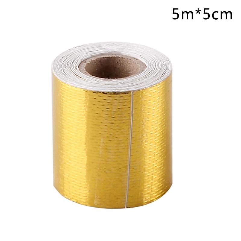 5Cm 5/9/10M Gold Car Motorcycle Exhaust Wrap Pipe Header Heat Insulation Roll Tape Turbo Heat Exhaust Thermal Wrap Tape