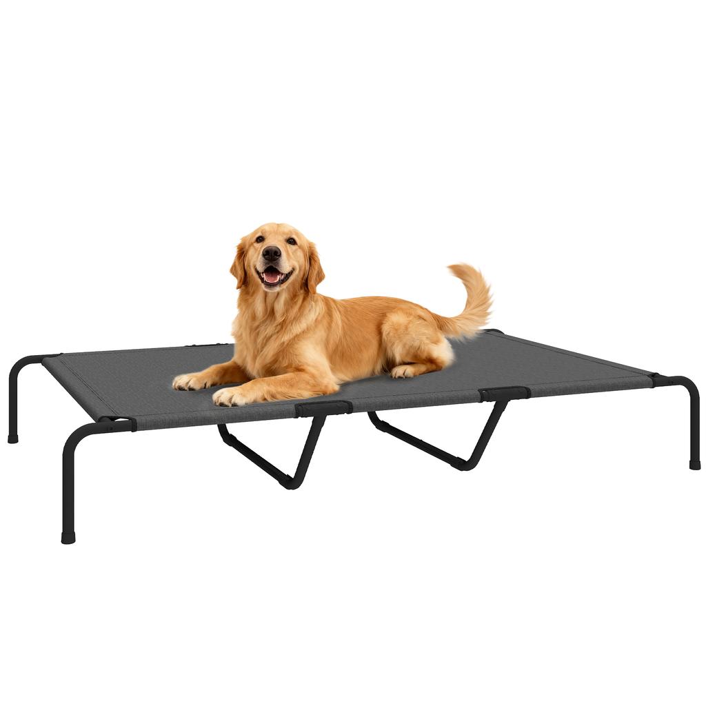 Outdoor dog bed, elevated dog bed for large dogs, with washable mesh steel frame, 152 x 94 x 23 cm, grey