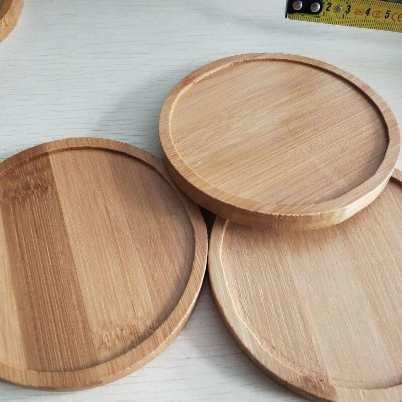 Bamboo Tray Bonsai Holder Round Plant Stand For Succulent Pot Flower Planters Tray Cup Coaster