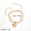 Vintage Beach Vacation Shell Stainless Steel 18K Gold Plated Starfish Pendant Necklace Bracelet Set Unisex