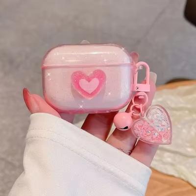Милый блестящий чехол-подвеска для наушников Love Crystal в минималистичном стиле для Apple Airpods, защитный чехол для Bluetooth-гарнитуры