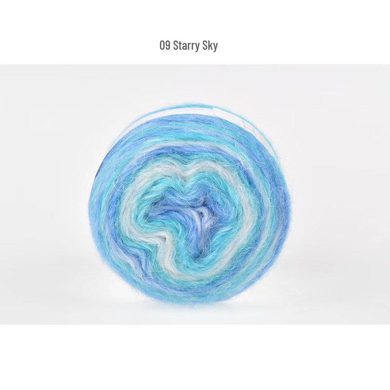 Пряжа из мохера ручной окраски с градиентным радужным переходом - Пушистая, мягкая и идеально подходит для вязания и DIY-проектов.