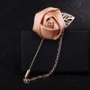 Rose Brooch With Gold Leaf Men's Advanced Chic Deer Pin Suit Shawl Lapel Pins Uxedo Corsage Party Accessories Creative Gifts