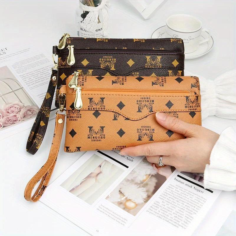 Women Long Wallets Double Zipper Clutches Purse Big Letter Fashion Wristlet Wallet Phone Portfel Damski Card Holder Lady Wallets