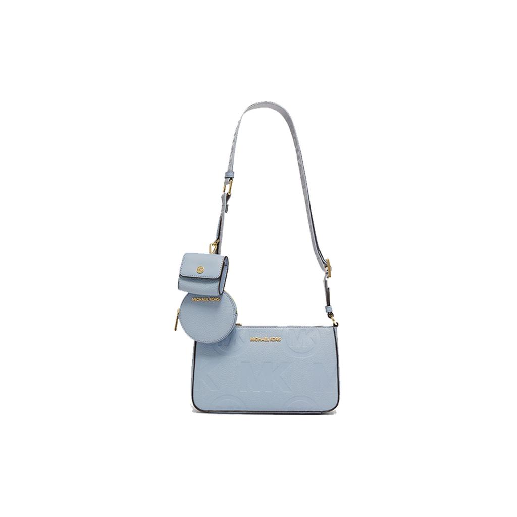 Michael Kors MK Jet Set Logo Zip Closure Pebbled Leather Three-In-One Shoulder Crossbody Bag Small Women bags Light-Blue 35F3GTVC1L-487