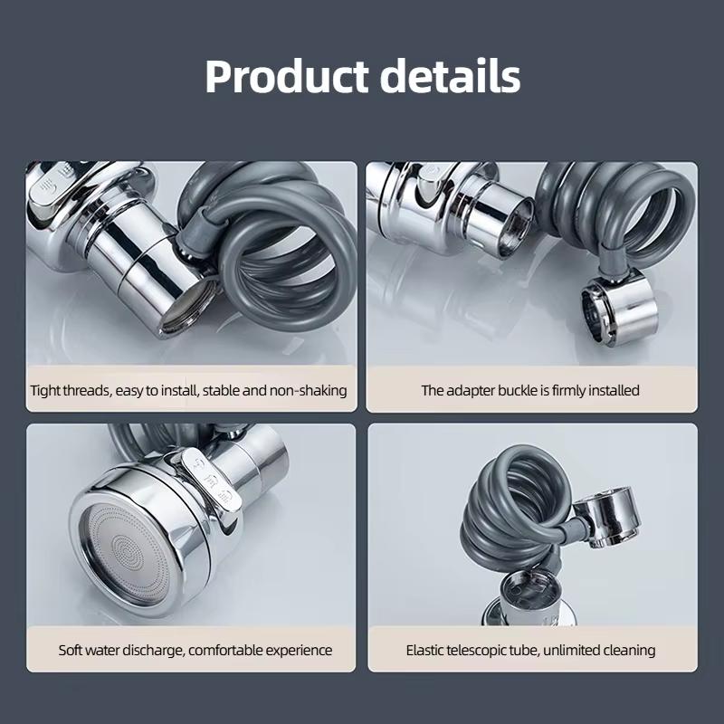 Kitchen Faucet Extender with Stretchable Hose Bathroom Sink Sprayer 3 Modes Faucet Sprayer Attachment Faucet Extender Aerator