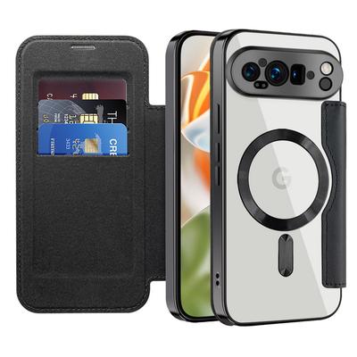 Деловой кожаный флип-чехол для карт MagSafe Slim Case для Google Pixel 9 Pro XL 8A 7A Прозрачный ударопрочный магнитный чехол для телефона
