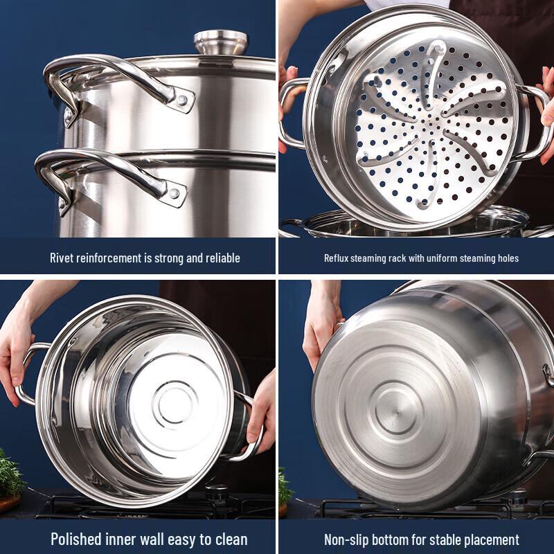 30cm Double-Layer Stainless Steel Multi-Purpose Steamer