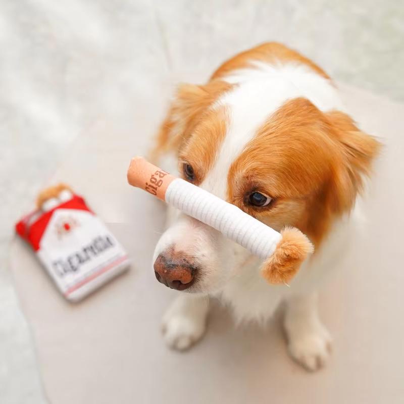 Luxury Dog Plush Chew Toy Squeaky Funny Cigarettes Bite-resistant Chew-resistant Outdoor Anxiety Relief Large Dog Toys