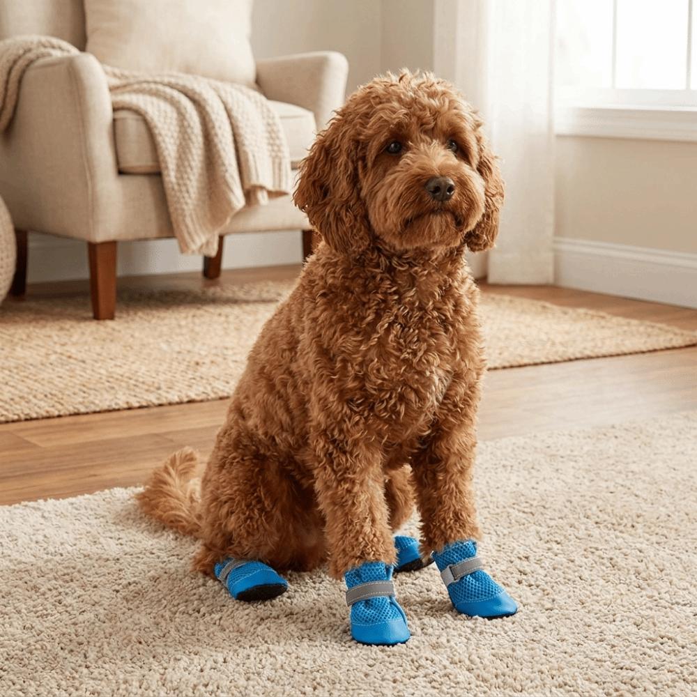 4PCS/SET Non-Slip Pet Mesh Shoes Wear-Resistant Pet Paw Protector Pet Footwear Outdoor Use