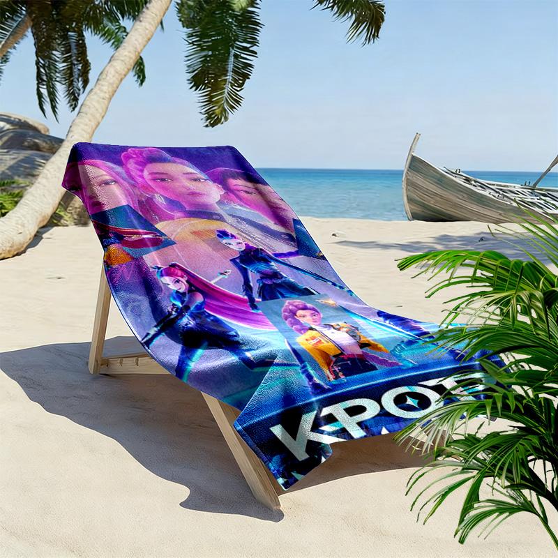 K-Pop Охотник на демонов: Полотенце для пляжа Action & Adventure Полотенце для кемпинга на открытом воздухе Полотенце для бассейна на открытом воздухе Впитывающее полотенце для ванны Полотенца для путешествий и отпуска