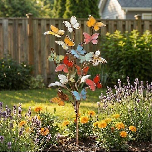 Colorful Metal Butterfly Garden Stake, Decorative Yard Art for Outdoor & Patio