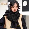 Winter Scarf Knitted Thickened Solid Color Elastic Windproof Stay Warm Anti-shrink Lady School Outdoor Scarf Clothes Accessories