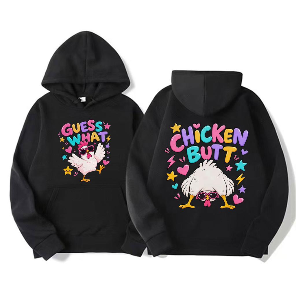 Guess What Chicken Butt Meme Cartoon Funny Hoodies Men Women Fashion Humor Kawaii Sweatshirt High Quality Casual Hoodie Pullover