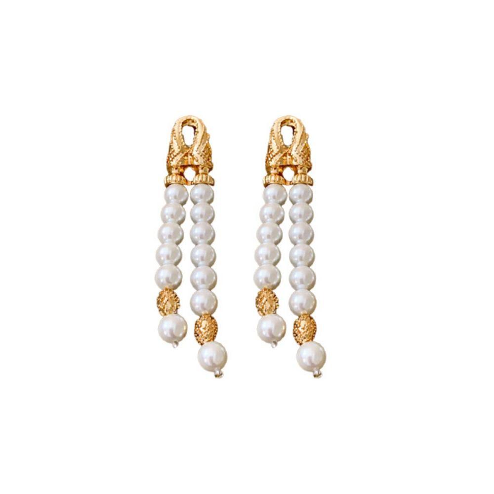 Имитация жемчуга Двойной ряд жемчужных кисточек Серьги Великолепные серьги-гвоздики Ювелирные подарки