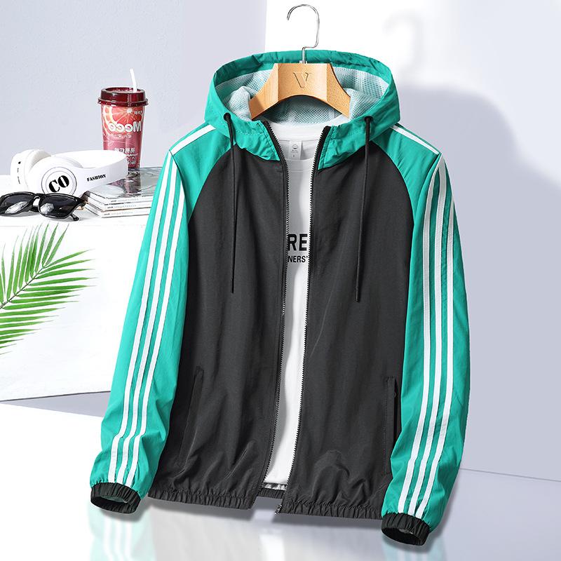 Мужская ветровка Dm Color Block с капюшоном, ветрозащитная и дышащая куртка с тремя полосками, большой размер 8XL
