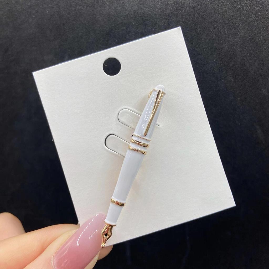Blucome Enamel Pen Brooches for Women Red Black White Pen Teachers Students Fashion Jewelry Pins Gifts