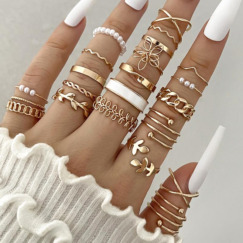 Кольца из сплава, набор для женщин, ювелирные изделия, регулируемое кольцо для девочек, панк-аксессуары, ювелирные изделия