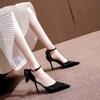 Bow Black High Heels Women's 2025 New Spring and Summer One-word Buckle Thin Heel Niche Design Single Shoes Women