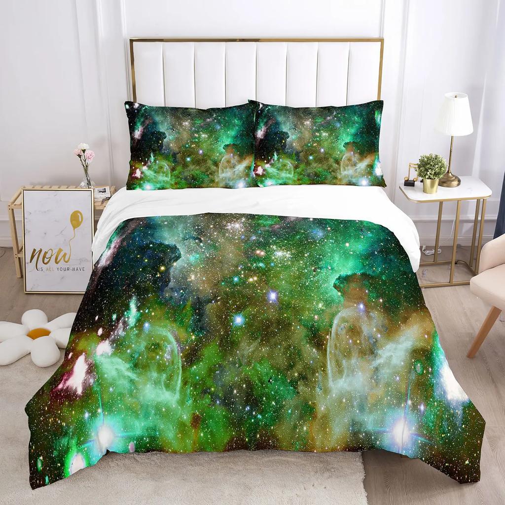 Nebula Planet Universe Digital Print Bedding Set Cozy Soft Duvet Cover King Queen Twin Size Birthday Gift Bedroom Decoration