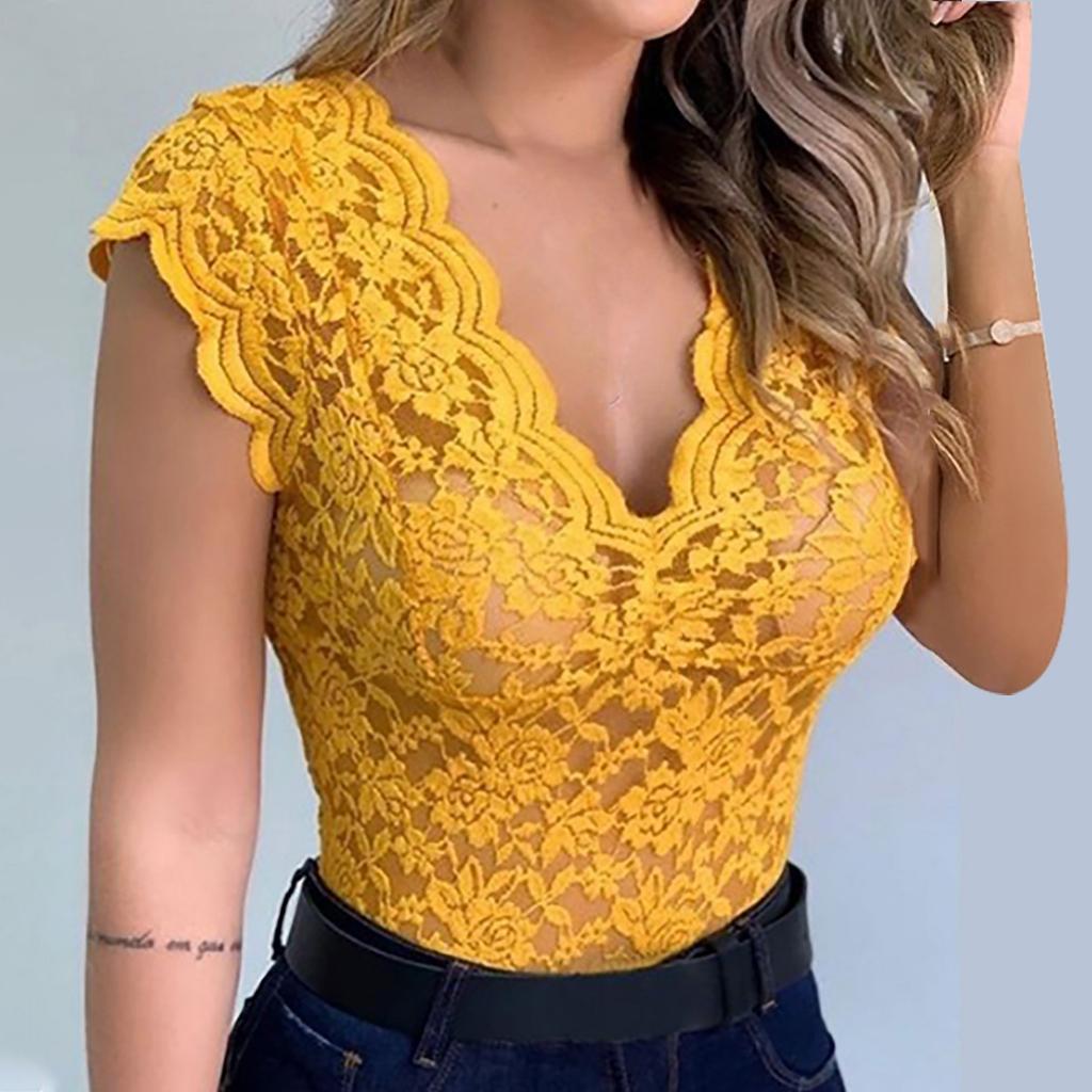 Женская повседневная сексуальная тонкая однотонная кружевная майка с v-образным вырезом, женское сексуальное кружевное эротическое белье