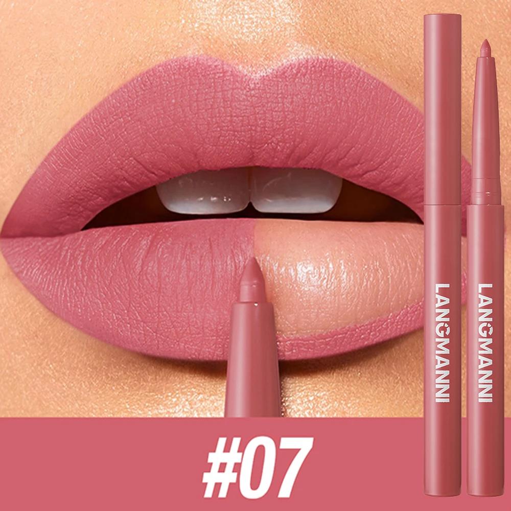 LANGMANNI Sexy Velvet Matte Lip Liner Pen Waterproof Silky Natural Contour Non-Stick Cup Makeup Lipstick Pencil Lasting Cosmetic