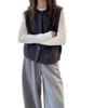 Korean Chic Grey Sleeveless Single-Breasted Knitted Vest for Women